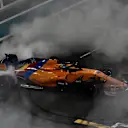 Fernando Alonso, McLaren MCL33 donuts at the end of the race at Formula One World Championship, Rd21, Abu Dhabi Grand Prix, Race, Yas Marina Circuit, Abu Dhabi, UAE, Sunday 25 November 2018.