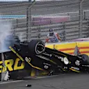 Nico Hulkenberg, Renault Sport F1 Team R.S. 18 crashed and rolled on lap one at Formula One World Championship, Rd21, Abu Dhabi Grand Prix, Race, Yas Marina Circuit, Abu Dhabi, UAE, Sunday 25 November 2018.