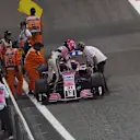 Esteban Ocon, Racing Point Force India VJM11 retires from the race at Formula One World Championship, Rd21, Abu Dhabi Grand Prix, Race, Yas Marina Circuit, Abu Dhabi, UAE, Sunday 25 November 2018.