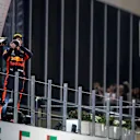 Sebastian Vettel, Ferrari and Max Verstappen, Red Bull Racing celebrate on the podium at Formula One World Championship, Rd21, Abu Dhabi Grand Prix, Race, Yas Marina Circuit, Abu Dhabi, UAE, Sunday 25 November 2018.