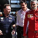 (L to R): Christian Horner (GBR) Red Bull Racing Team Principal, Toto Wolff (AUT) Mercedes AMG F1 Director of Motorsport and Maurizio Arrivabene (ITA) Ferrari Team Principal at Formula One World Championship, Rd1, Australian Grand Prix, Practice, Melbourne, Australia, Friday 23 March 2018. © Mark Sutton/Sutton Images