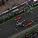 Aerial view of parc ferme at Formula One World Championship, Rd1, Australian Grand Prix, Qualifying, Melbourne, Australia, Saturday 24 March 2018. © Zak Mauger/LAT/Sutton Images