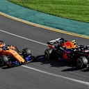 Max Verstappen (NED) Red Bull Racing RB14 and Fernando Alonso (ESP) McLaren MCL33 at Formula One World Championship, Rd1, Australian Grand Prix, Race, Melbourne, Australia, Sunday 25 March 2018. © Jerry Andre/Sutton Images