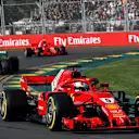 Sebastian Vettel (GER) Ferrari SF-71H leads Lewis Hamilton (GBR) Mercedes-AMG F1 W09 EQ Power+ at Formula One World Championship, Rd1, Australian Grand Prix, Race, Melbourne, Australia, Sunday 25 March 2018. © Manuel Goria/Sutton Images