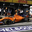 Fernando Alonso (ESP) McLaren MCL33 pit stop at Formula One World Championship, Rd1, Australian Grand Prix, Race, Melbourne, Australia, Sunday 25 March 2018. © Mark Sutton/Sutton Images