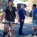 Romain Grosjean (FRA) Haas F1 on a bike at Formula One World Championship, Rd1, Australian Grand Prix, Preparations, Melbourne, Australia, Thursday 22 March 2018. © Manuel Goria/Sutton Images