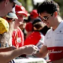 Charles Leclerc (MON) Alfa Romeo Sauber F1 Team signs autographs for the fans at Formula One World Championship, Rd1, Australian Grand Prix, Preparations, Melbourne, Australia, Thursday 22 March 2018. © LAT/Sutton Images