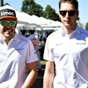 Fernando Alonso (ESP) McLaren and Stoffel Vandoorne (BEL) McLaren at Formula One World Championship, Rd1, Australian Grand Prix, Preparations, Melbourne, Australia, Thursday 22 March 2018. © Jerry Andre/Sutton Images