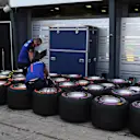 Scuderia Toro Rosso mechanics and Pirelli tyres at Formula One World Championship, Rd1, Australian Grand Prix, Preparations, Melbourne, Australia, Wednesday 21 March 2018. © Mark Sutton/Sutton Images