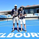 Esteban Ocon (FRA) Force India F1 and Sergio Perez (MEX) Force India at Melbourne Park at Formula One World Championship, Rd1, Australian Grand Prix, Preparations, Melbourne, Australia, Wednesday 21 March 2018. © Jerry Andre/Sutton Images