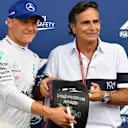 Pole sitter Bottas (FIN) Mercedes-AMG F1 talks receives the Pirelli Pole Position Award from Nelson Piquet (BRA) at Formula One World Championship, Rd9, Austrian Grand Prix, Qualifying, Spielberg, Austria, Saturday 30 June 2018. © Mark Sutton/Sutton Image