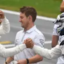 Pole sitter Bottas (FIN) Mercedes-AMG F1 celebrates in parc ferme with Hamilton (GBR) Mercedes-AMG F1 at Formula One World Championship, Rd9, Austrian Grand Prix, Qualifying, Spielberg, Austria, Saturday 30 June 2018. © Mark Sutton/Sutton Images