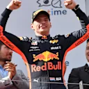 Race winner Max Verstappen (NED) Red Bull Racing celebrates on the podium at Formula One World Championship, Rd9, Austrian Grand Prix, Race, Spielberg, Austria, Sunday 1 July 2018. © Mark Sutton/Sutton Images