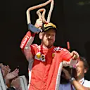 Sebastian Vettel (GER) Ferrari celebrates on the podium with the trophy at Formula One World Championship, Rd9, Austrian Grand Prix, Race, Spielberg, Austria, Sunday 1 July 2018. © Jerry Andre/Sutton Images