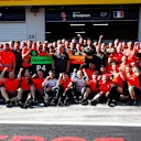 Romain Grosjean (FRA) Haas F1 and Kevin Magnussen (DEN) Haas F1 celebrates fourth and fifth place with the team at Formula One World Championship, Rd9, Austrian Grand Prix, Race, Spielberg, Austria, Sunday 1 July 2018. © Andy Hone/LAT/Sutton Images