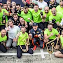 Race winner Max Verstappen (NED) Red Bull Racing celebrates with the team at Formula One World Championship, Rd9, Austrian Grand Prix, Race, Spielberg, Austria, Sunday 1 July 2018. © Manuel Goria/Sutton Images