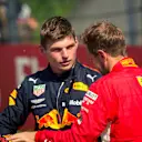 Max Verstappen (NED) Red Bull Racing and Sebastian Vettel (GER) Ferrari in parc ferme at Formula One World Championship, Rd9, Austrian Grand Prix, Race, Spielberg, Austria, Sunday 1 July 2018. © Manuel Goria/Sutton Images