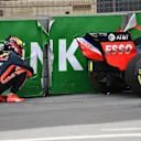Max Verstappen (NED) Red Bull Racing RB14 crashes in FP1 at Formula One World Championship, Rd4, Azerbaijan Grand Prix, Practice, Baku City Circuit, Baku, Azerbaijan, Friday 27 April 2018. © Jerry Andre/Sutton Images