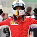 Pole sitter Sebastian Vettel (GER) Ferrari celebrates in parc ferme at Formula One World Championship, Rd4, Azerbaijan Grand Prix, Qualifying, Baku City Circuit, Baku, Azerbaijan, Saturday 28 April 2018. © Mark Sutton/Sutton Images