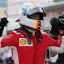 Pole sitter Sebastian Vettel (GER) Ferrari celebrates in parc ferme at Formula One World Championship, Rd4, Azerbaijan Grand Prix, Qualifying, Baku City Circuit, Baku, Azerbaijan, Saturday 28 April 2018. © James Gasperotti/Sutton Images