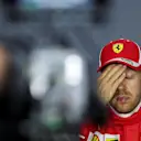 Sebastian Vettel (GER) Ferrari in the Press Conference at Formula One World Championship, Rd4, Azerbaijan Grand Prix, Qualifying, Baku City Circuit, Baku, Azerbaijan, Saturday 28 April 2018. © James Gasperotti/Sutton Images