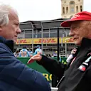 Charlie Whiting (GBR) FIA Delegate and Niki Lauda (AUT) Mercedes AMG F1 Non-Executive Chairman on the grid at Formula One World Championship, Rd4, Azerbaijan Grand Prix, Race, Baku City Circuit, Baku, Azerbaijan, Sunday 29 April 2018. © Mark Sutton/Sutton Images