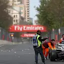 The car of race retiree Sergey Sirotkin (RUS) Williams FW41 is recovered at Formula One World Championship, Rd4, Azerbaijan Grand Prix, Race, Baku City Circuit, Baku, Azerbaijan, Sunday 29 April 2018. © Jerry Andre/Sutton Images