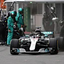 Lewis Hamilton (GBR) Mercedes-AMG F1 W09 EQ Power+ pit stop at Formula One World Championship, Rd4, Azerbaijan Grand Prix, Race, Baku City Circuit, Baku, Azerbaijan, Sunday 29 April 2018. © Mark Sutton/Sutton Images