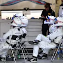 Williams mechanics in the garage at Formula One World Championship, Rd4, Azerbaijan Grand Prix, Race, Baku City Circuit, Baku, Azerbaijan, Sunday 29 April 2018. © Mark Sutton/Sutton Images