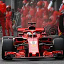 Sebastian Vettel (GER) Ferrari SF-71H PIT STOP at Formula One World Championship, Rd4, Azerbaijan Grand Prix, Race, Baku City Circuit, Baku, Azerbaijan, Sunday 29 April 2018. © Mark Sutton/Sutton Images