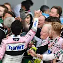 Sergio Perez (MEX) Force India celebrates in parc ferme at Formula One World Championship, Rd4, Azerbaijan Grand Prix, Race, Baku City Circuit, Baku, Azerbaijan, Sunday 29 April 2018. © Mark Sutton/Sutton Images