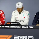 Kimi Raikkonen (FIN) Ferrari, Lewis Hamilton (GBR) Mercedes-AMG F1 and Sergio Perez (MEX) Force India at F1 World Championship, Rd4, Azerbaijan Grand Prix, Race, Baku City Circuit, Baku, Azerbaijan, Sunday 29 April 2018. © James Gasperotti/Sutton Images