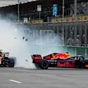 Max Verstappen (NED) Red Bull Racing RB14 and Daniel Ricciardo (AUS) Red Bull Racing RB14 crash at Formula One World Championship, Rd4, Azerbaijan Grand Prix, Race, Baku City Circuit, Baku, Azerbaijan, Sunday 29 April 2018. © Potts/Sutton Images