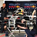 Red Bull Racing RB14 is worked on in the garage at Formula One World Championship, Rd4, Azerbaijan Grand Prix, Preparations, Baku City Circuit, Baku, Azerbaijan, Thursday 26 April 2018. © Mark Sutton/Sutton Images