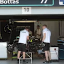 The car of Valtteri Bottas (FIN) Mercedes-AMG F1 W09 EQ Power+ in the garage at Formula One World Championship, Rd4, Azerbaijan Grand Prix, Preparations, Baku City Circuit, Baku, Azerbaijan, Thursday 26 April 2018. © Simon Galloway/Sutton Images