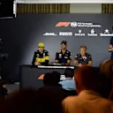 Nico Hulkenberg (GER) Renault Sport F1 Team, Daniel Ricciardo (AUS) Red Bull Racing and Kevin Magnussen (DEN) Haas F1 in the Press Conference at Formula One World Championship, Rd4, Azerbaijan Grand Prix, Preparations, Baku City Circuit, Baku, Azerbaijan, Thursday 26 April 2018. © Simon Galloway/Sutton Images