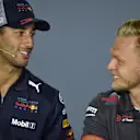 Daniel Ricciardo (AUS) Red Bull Racing and Kevin Magnussen (DEN) Haas F1 in the Press Conference at Formula One World Championship, Rd4, Azerbaijan Grand Prix, Preparations, Baku City Circuit, Baku, Azerbaijan, Thursday 26 April 2018. © Simon Galloway/Sutton Images