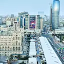 Aerial view from 360 Bar Hilton at Formula One World Championship, Rd4, Azerbaijan Grand Prix, Preparations, Baku City Circuit, Baku, Azerbaijan, Thursday 26 April 2018. © Simon Galloway/Sutton Images