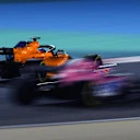 Fernando Alonso (ESP) McLaren MCL33 and Sergio Perez (MEX) Force India VJM11 at Formula One World Championship, Rd2, Bahrain Grand Prix, Practice, Bahrain International Circuit, Sakhir, Bahrain, Friday 6 April 2018. © Mark Sutton/Sutton Images