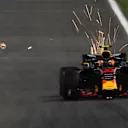 Max Verstappen (NED) Red Bull Racing RB14 sparks at Formula One World Championship, Rd2, Bahrain Grand Prix, Qualifying, Bahrain International Circuit, Sakhir, Bahrain, Saturday 7 April 2018. © Jerry Andre/Sutton Images