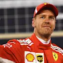Pole sitter Sebastian Vettel (GER) Ferrari celebrates in parc ferme at Formula One World Championship, Rd2, Bahrain Grand Prix, Qualifying, Bahrain International Circuit, Sakhir, Bahrain, Saturday 7 April 2018. © Jerry Andre/Sutton Images