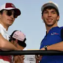 Charles Leclerc (MON) Alfa Romeo Sauber F1 Team and Pierre Gasly (FRA) Scuderia Toro Rosso on the drivers parade at Formula One World Championship, Rd2, Bahrain Grand Prix, Race, Bahrain International Circuit, Sakhir, Bahrain, Sunday 8 April 2018. © Mark Sutton/Sutton Images