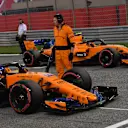 Fernando Alonso (ESP) McLaren and Stoffel Vandoorne (BEL) McLaren on the grid at Formula One World Championship, Rd2, Bahrain Grand Prix, Race, Bahrain International Circuit, Sakhir, Bahrain, Sunday 8 April 2018. © Jerry Andre/Sutton Images