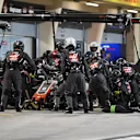Romain Grosjean (FRA) Haas VF-18 pit stop at Formula One World Championship, Rd2, Bahrain Grand Prix, Race, Bahrain International Circuit, Sakhir, Bahrain, Sunday 8 April 2018. © Mark Sutton/Sutton Images