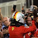 Race winner Sebastian Vettel (GER) Ferrari celebrates in parc ferme at Formula One World Championship, Rd2, Bahrain Grand Prix, Race, Bahrain International Circuit, Sakhir, Bahrain, Sunday 8 April 2018. © Jerry Andre/Sutton Images