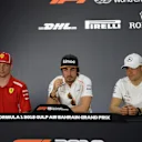 Raikkonen (FIN) Ferrari, Alonso (ESP) McLaren and Bottas (FIN) at Formula One World Championship, Rd2, Bahrain Grand Prix, Preparations, Bahrain International Circuit, Sakhir, Bahrain, Thursday 5 April 2018. © Simon Galloway/Sutton Images