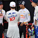 Max Verstappen (NED), Pierre Gasly (FRA) , Daniel Ricciardo (AUS) and Brendon Hartley (NZL) at F1 World Championship, Rd2, Bahrain Grand Prix, Preparations, Bahrain International Circuit, Sakhir, Bahrain, Thursday 5 April 2018. © Jerry Andre/Sutton Images