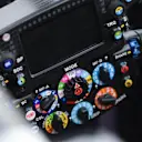 Haas VF-18 steering wheel at Formula One World Championship, Rd2, Bahrain Grand Prix, Preparations, Bahrain International Circuit, Sakhir, Bahrain, Thursday 5 April 2018. © Simon Galloway/Sutton Images