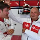 Charles Leclerc, Alfa Romeo Sauber F1 Team and Frederic Vasseur, Alfa Romeo Sauber F1 Team, Team Principal at Formula One World Championship, Rd13, Belgian Grand Prix, Practice, Spa Francorchamps, Belgium, Friday 24 August 2018. © Mark Sutton/Sutton Images