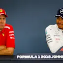 Sebastian Vettel, Ferrari and Lewis Hamilton, Mercedes AMG F1 in press conference at Formula One World Championship, Rd13, Belgian Grand Prix, Qualifying, Spa Francorchamps, Belgium, Saturday 25 August 2018. © Manuel Goria/Sutton Images
